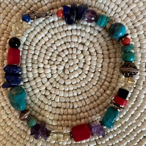 Silpada Sterling 925 multi stone bracelet Turquoise Amythest Coral Citrine Lapis